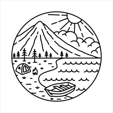 Çerçeve çizimindeki doğal manzara