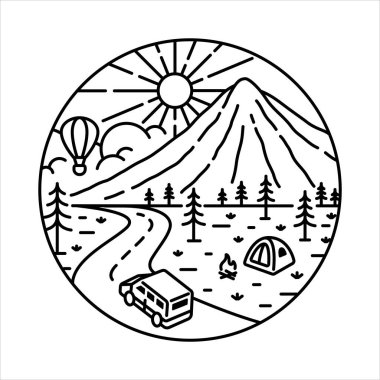 Çerçeve çizimindeki doğal manzara