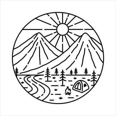 Çerçeve çizimindeki doğal manzara