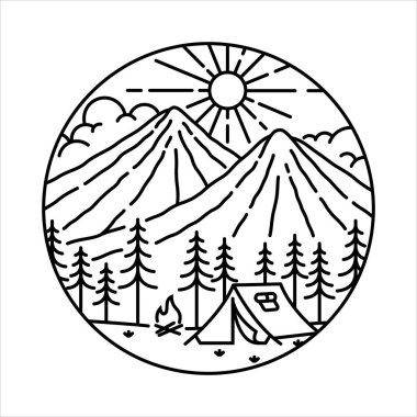 Çerçeve çizimindeki doğal manzara