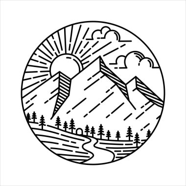 Çerçeve çizimindeki doğal manzara