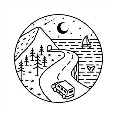 Çerçeve çizimindeki doğal manzara