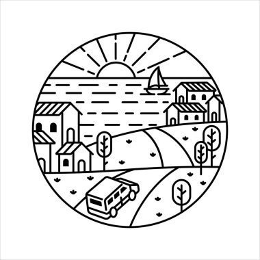 Çerçeve çizimindeki doğal manzara