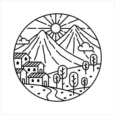 Çerçeve çizimindeki doğal manzara