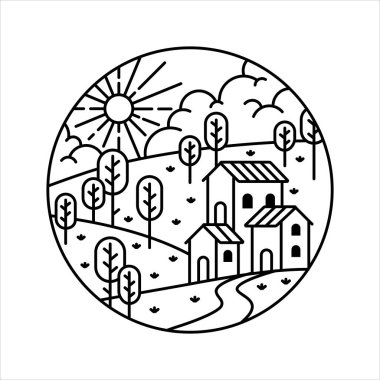 Çerçeve çizimindeki doğal manzara