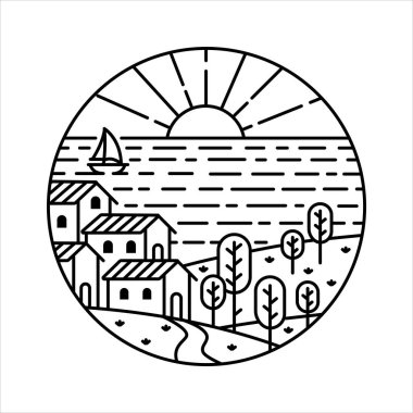 Çerçeve çizimindeki doğal manzara