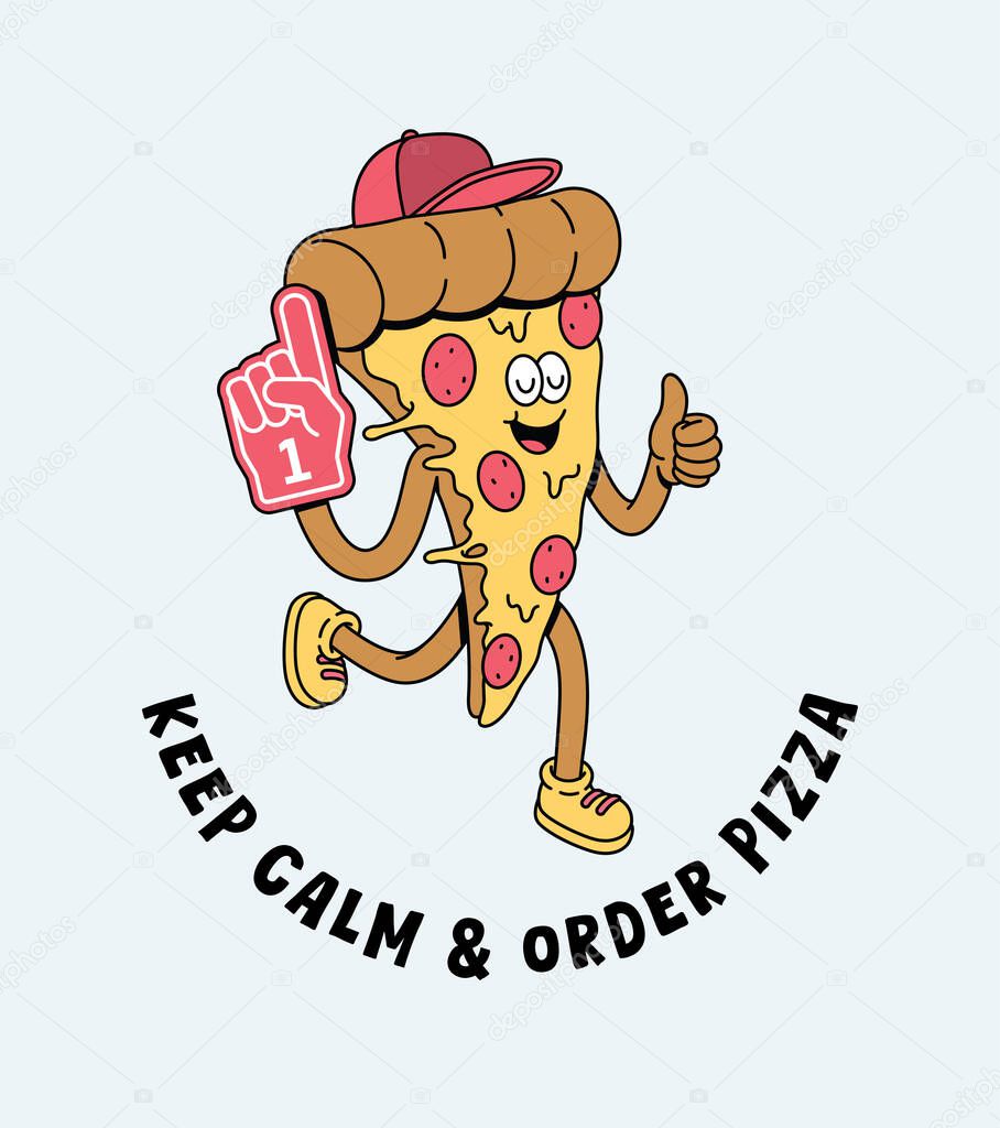 Pizza number one retro cartoon illustration