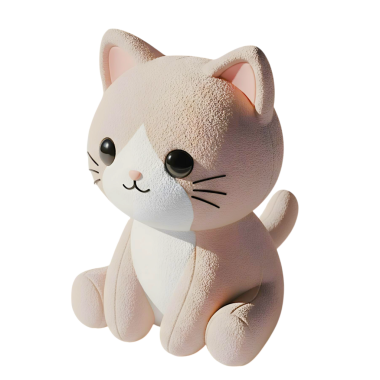 Minimalist 3D sevimli kedi neşeli ve eğlenceli tasarım