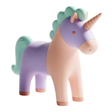 Minimalist 3D şirin tek boynuzlu at neşeli ve eğlenceli tasarım