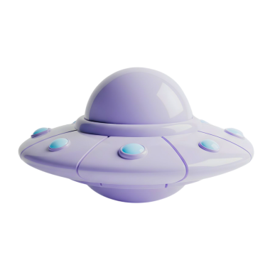 Minimalist 3D şirin UFO neşeli ve eğlenceli tasarım