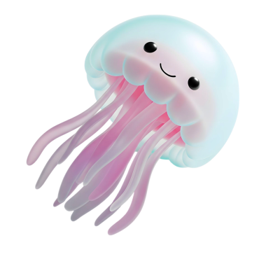 Minimalist 3D şirin denizanası neşeli ve eğlenceli tasarım