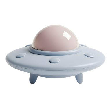 Minimalist 3D şirin UFO neşeli ve eğlenceli tasarım