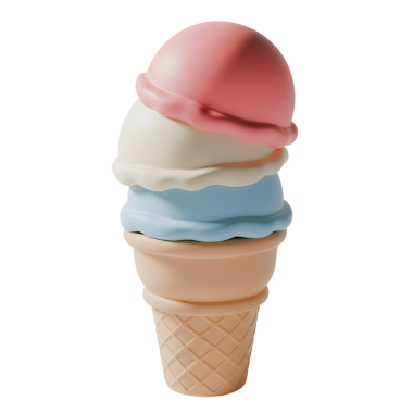 Minimalist 3D şirin dondurma külahı neşeli ve eğlenceli tasarım