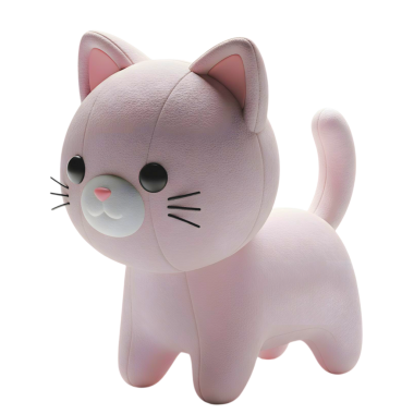 Minimalist 3D sevimli kedi neşeli ve eğlenceli tasarım