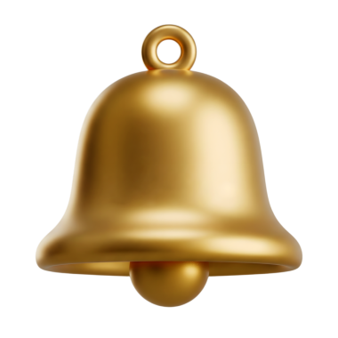Altın çan minimalist 3D yumuşak ve pürüzsüz bir tasvir
