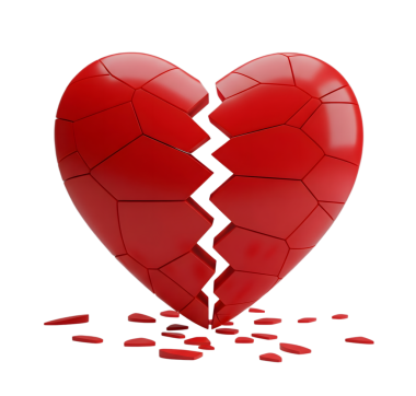 Kırık kalp minimalist 3D yumuşak ve pürüzsüz bir tasvir