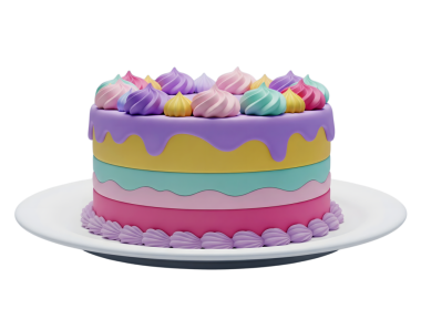 Renkli katmanlı pasta minimalist 3D yumuşak ve pürüzsüz hazırlama