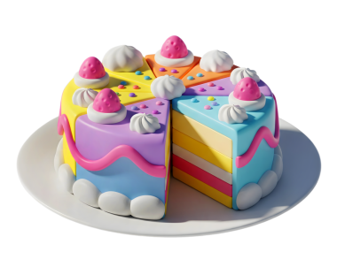 Renkli katmanlı pasta minimalist 3D yumuşak ve pürüzsüz hazırlama
