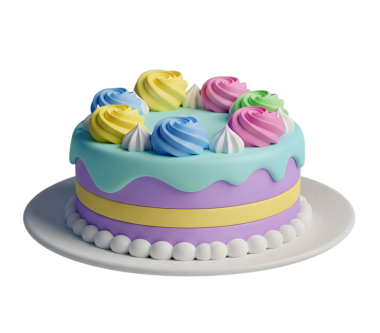 Renkli katmanlı pasta minimalist 3D yumuşak ve pürüzsüz hazırlama