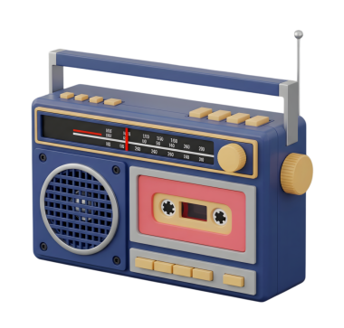 Radyo kaset çalar minimalist 3D yumuşak ve pürüzsüz bir canlandırma