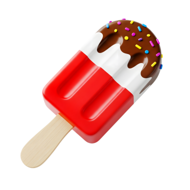 Dondurma çubuğu minimalist 3 boyutlu yumuşak ve pürüzsüz bir rendeleme