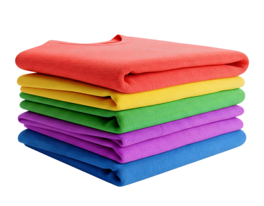 Minimalist giysi yığını. Yumuşak ve pürüzsüz bir şekilde hazırlanmış.