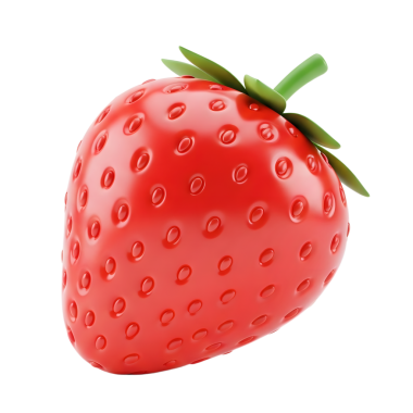 Çilek minimalist 3D, yumuşak ve pürüzsüz bir rendeleme