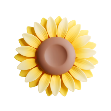 Güneş çiçeği minimalist 3D yumuşak ve pürüzsüz bir rendeleme
