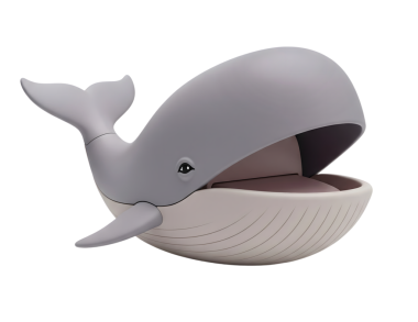 Şirin balina minimalist 3D yumuşak ve pürüzsüz bir tasvir