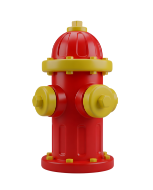 Kırmızı yangın musluğu minimalist 3D Yumuşak ve pürüzsüz hazırlama