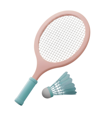 Badminton Raket ve Shuttlecock Minimalist 3D Yumuşak ve Pürüzsüz Hazırlama