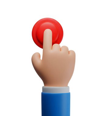 Kırmızı Düğmeye Basan Minimalist 3D Yumuşak ve Yumuşak Çizer