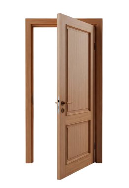 Tahta iç kapıyı aç Minimalist 3D görüntüleme yumuşak ve pürüzsüz