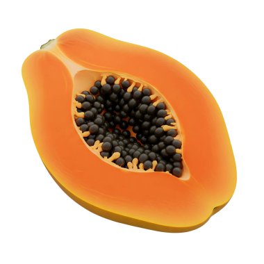 Tohum Minimalist 3D ile Papaya Yarısı Yumuşak ve Yumuşak Renderer