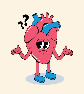 Çizgi film karakteri, kafa karışıklığını ifade eden soru işaretleriyle omuz silkiyor.