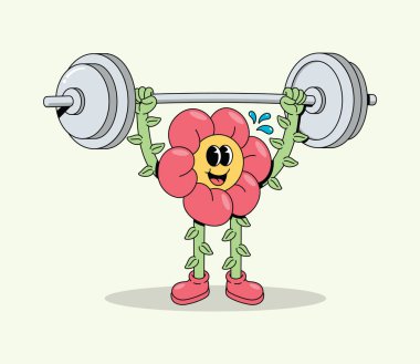 Bir Halteri Kaldıran Kararlı Çiçek Karakteri