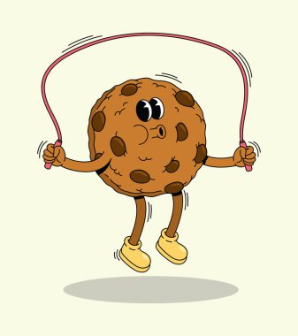 Enerjik Çizgi Kurabiye Karakteri Atlama İpi, Egzersiz ve Formda Kalma