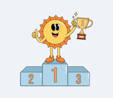 Mutlu Güneş Çizgi Filmi Maskotu Altın Kupa Kazanan Podyumda