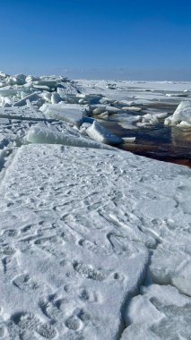 ice blocks on the frozen sea in the sun