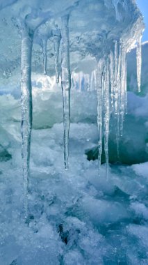 ice blocks on the frozen sea in the sun
