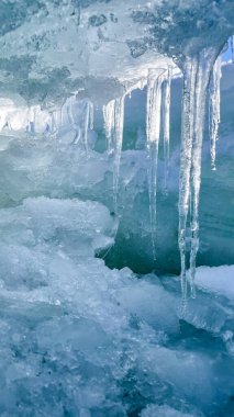 ice blocks on the frozen sea in the sun