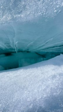 ice blocks on the frozen sea in the sun