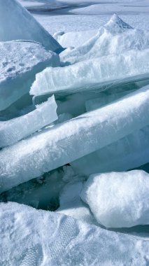 ice blocks on the frozen sea in the sun