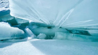 ice blocks on the frozen sea in the sun