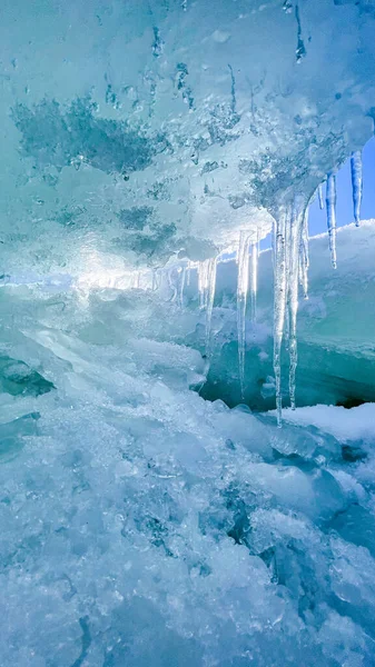 ice blocks on the frozen sea in the sun