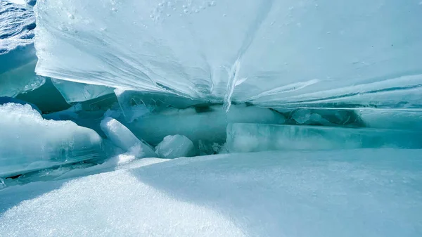 ice blocks on the frozen sea in the sun