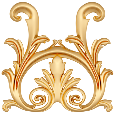 Şeffaf arkaplanda altın süsleme, kesme, 3B canlandırma