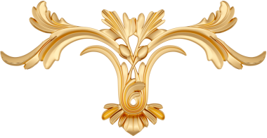 Şeffaf arkaplanda altın süsleme, kesme, 3B canlandırma