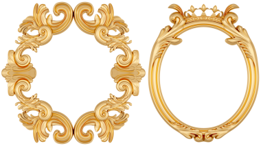 Şeffaf arkaplan üzerinde altın çerçeve, kesme, 3B biçimlendirici