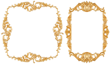 Şeffaf arkaplan üzerinde altın çerçeve, kesme, 3B biçimlendirici